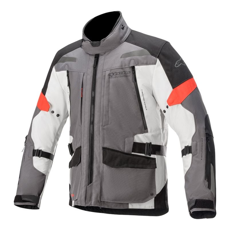 Image of Alpinestars Valparaiso V3 Drystar Jacket Dark Gray Light Gray Red Size S EN