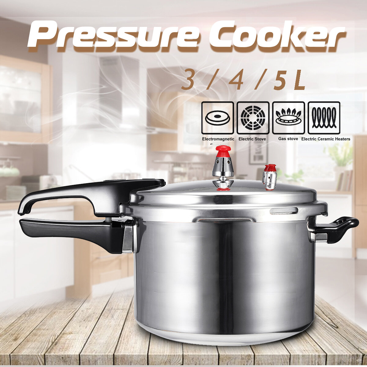Image of Aluminium Commercial Grade Pressure Cooker 3/4/63 Litre 3 Style Kitchen Tools