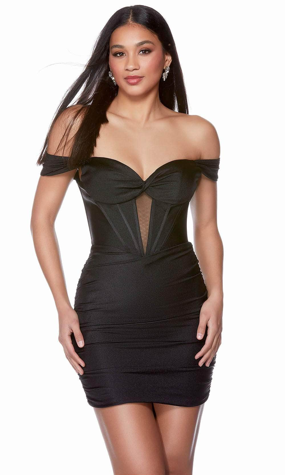 Image of Alyce Paris 4685 - Ruched Off Shoulder Cocktail Dress