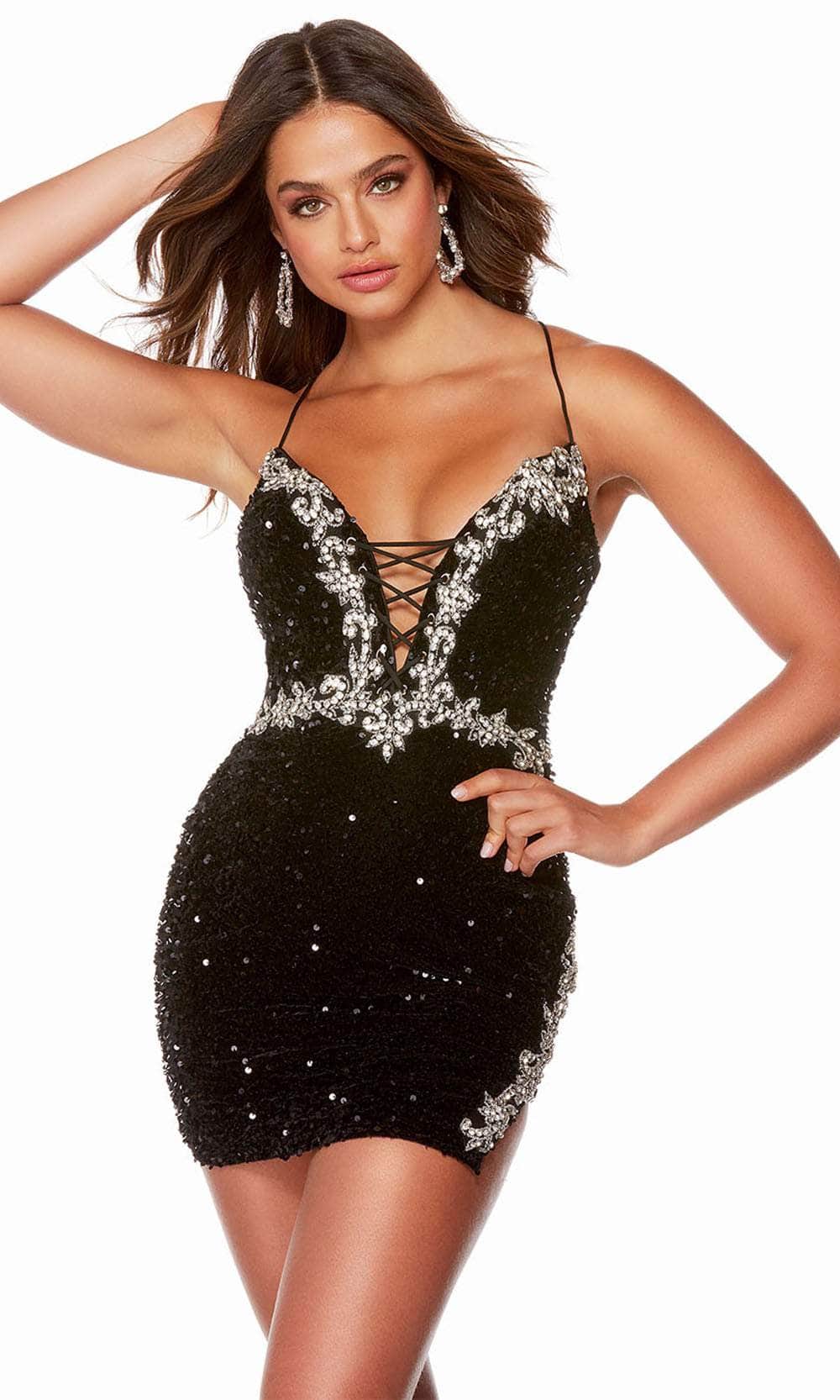 Image of Alyce Paris 4797 - Plunging Sparkly Cocktail Dress