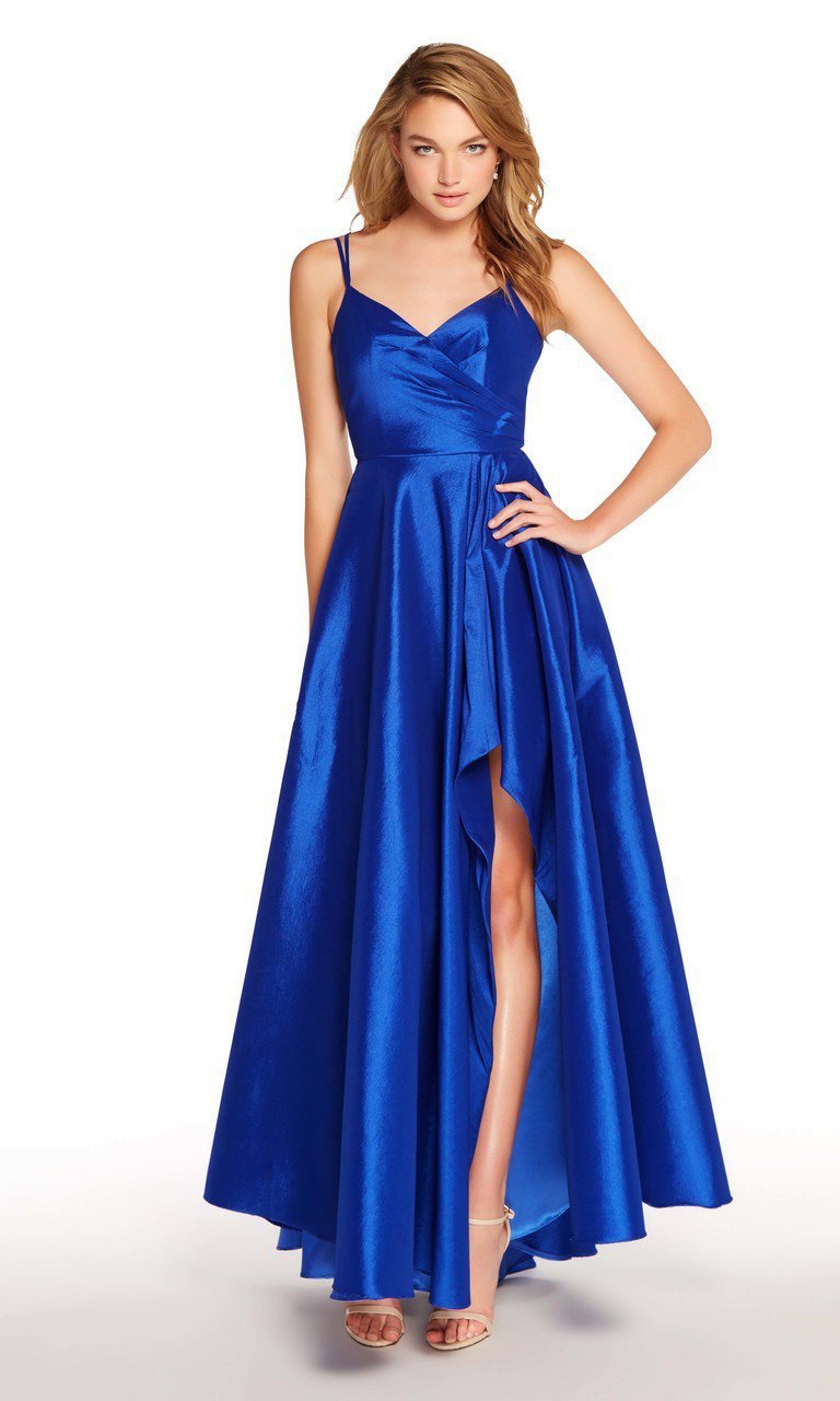 Image of Alyce Paris - 60094 Surplice Bodice Taffeta High Slit A-Line Gown