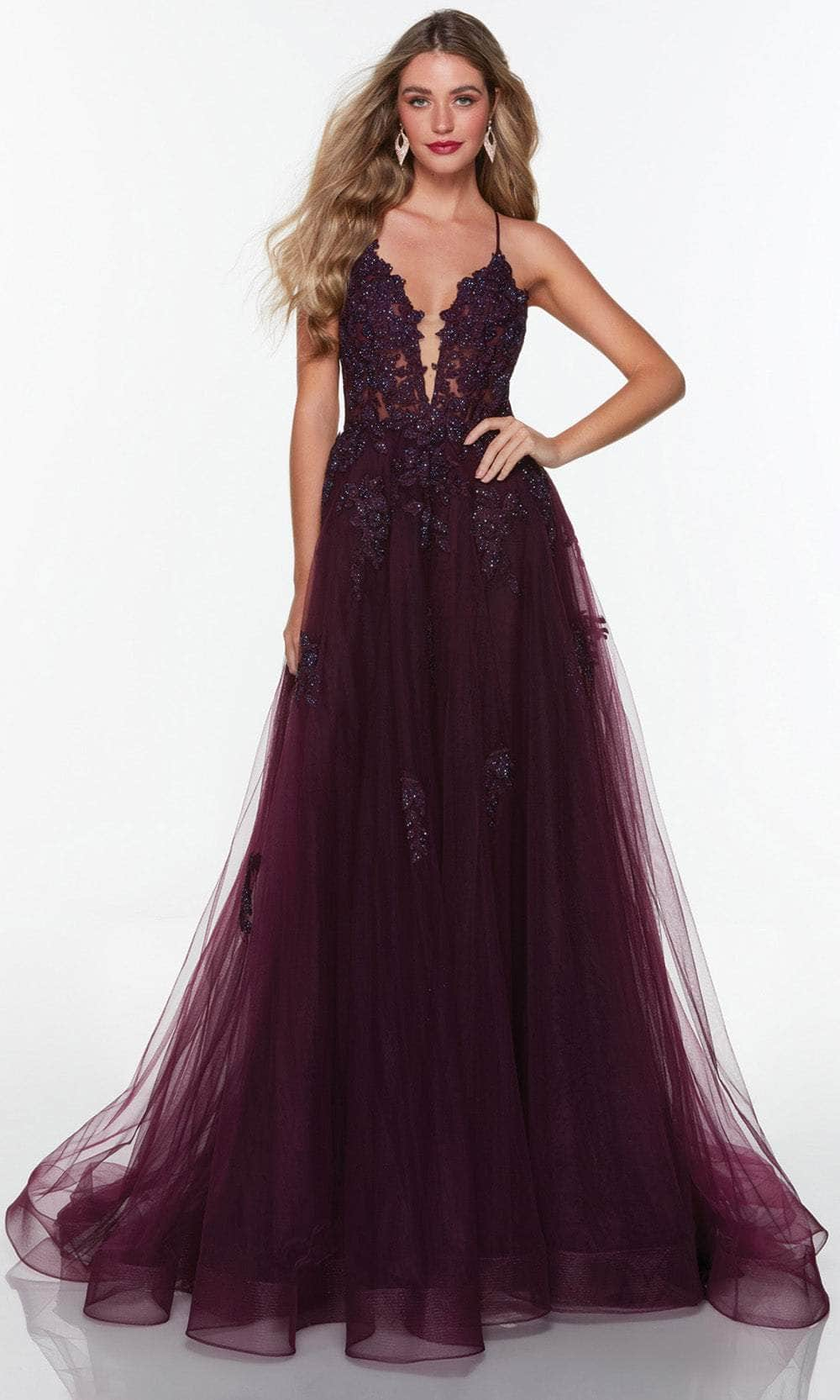 Image of Alyce Paris 61263 - Lace Applique V-Neck Prom Ballgown