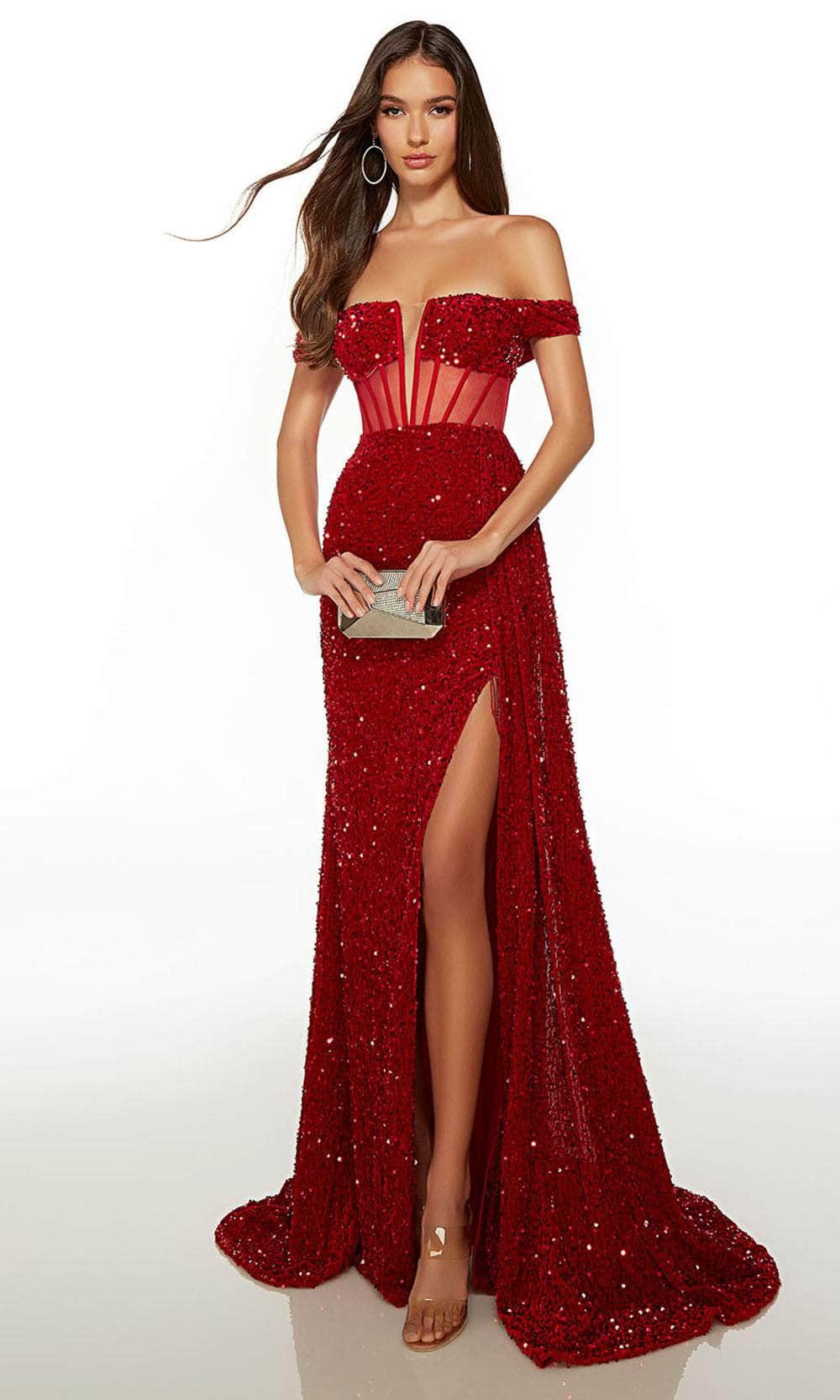 Image of Alyce Paris 61483 - Sequin Off Shoulder Prom Dress