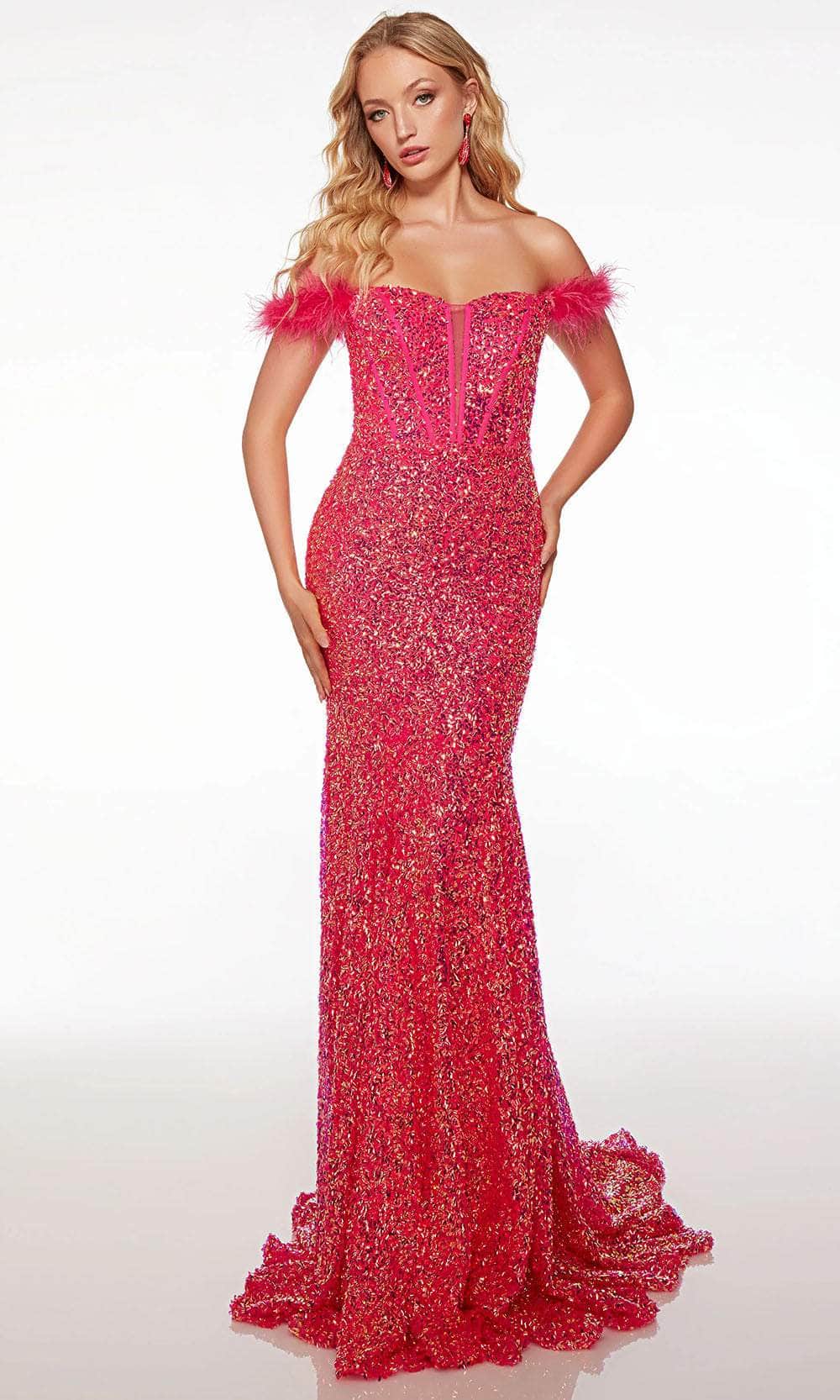 Image of Alyce Paris 61502 - Detachable Feather Sleeve Prom Gown