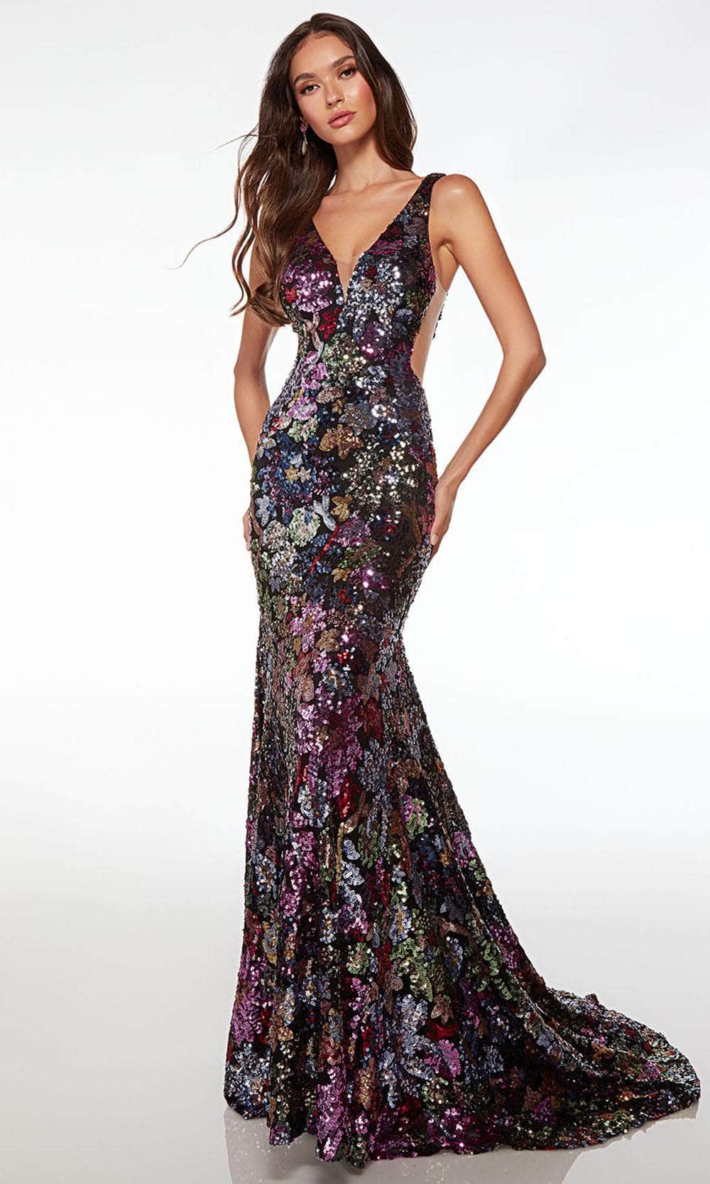 Image of Alyce Paris 61667 - Floral Sequin Sleeveless Prom Dress