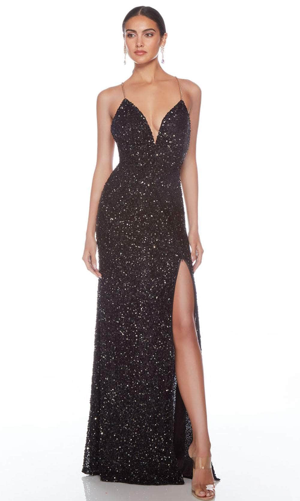 Image of Alyce Paris 88010 - V-Neck Chain Strap Evening Gown