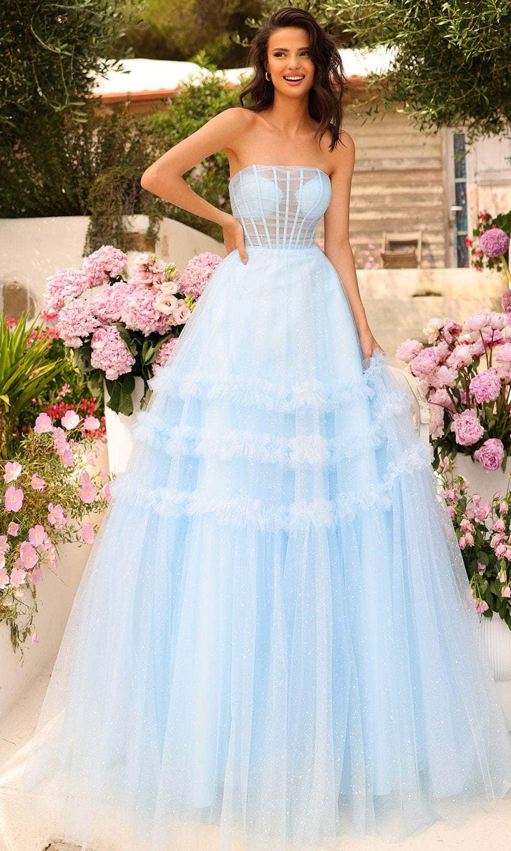 Image of Amarra 88794 - Sheer Corset Prom Dress with Slit