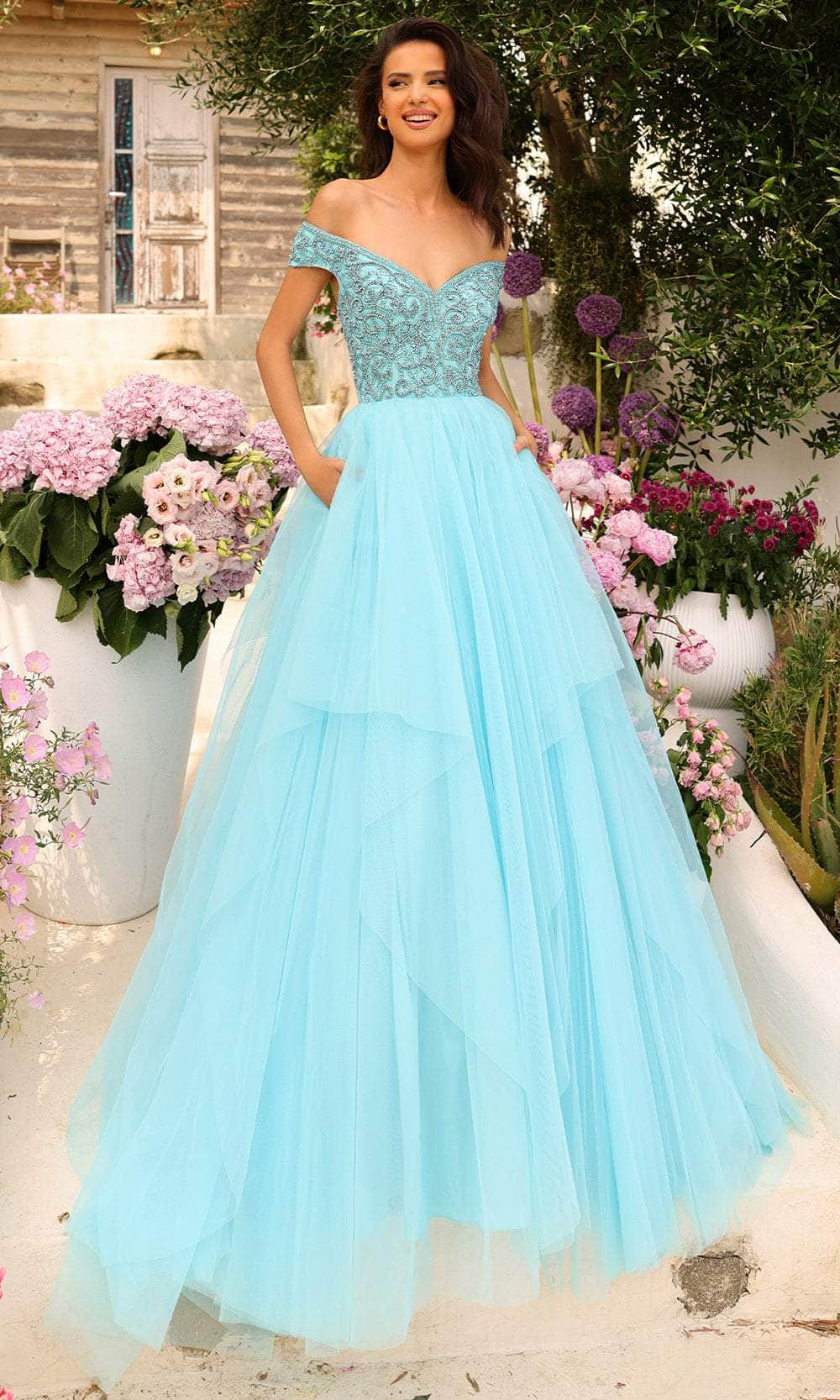 Image of Amarra 94038 - Off-Shoulder A-Line Evening Gown