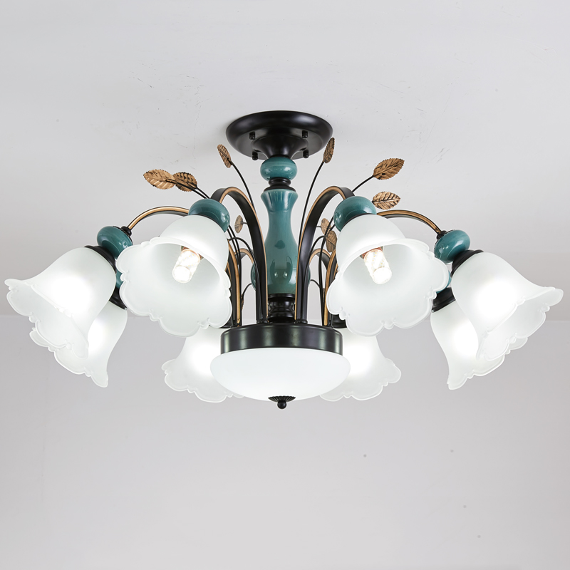 Image of American Living Room Chandeliers Modern Ceramic Pendant Lamps Minimalist Bedroom Lamp Atmosphere European Dining Room Chandelier Lighting