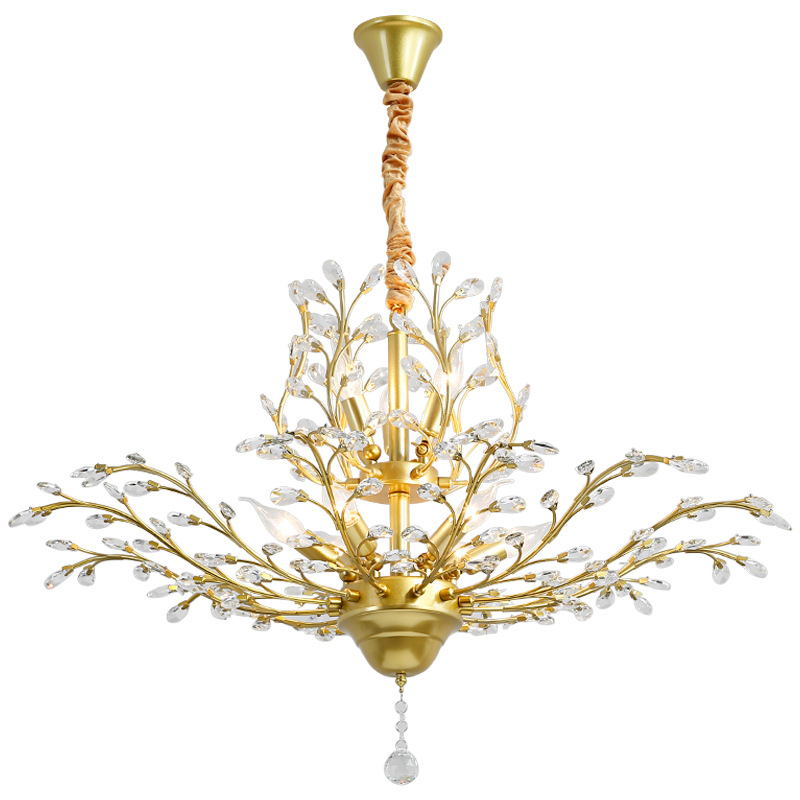 Image of American Style Retro Crystal Chandelier Classical European Mediterranean Living Room Bedroom Lamp Clothing Stores Exhibition Hall Wrought Ir