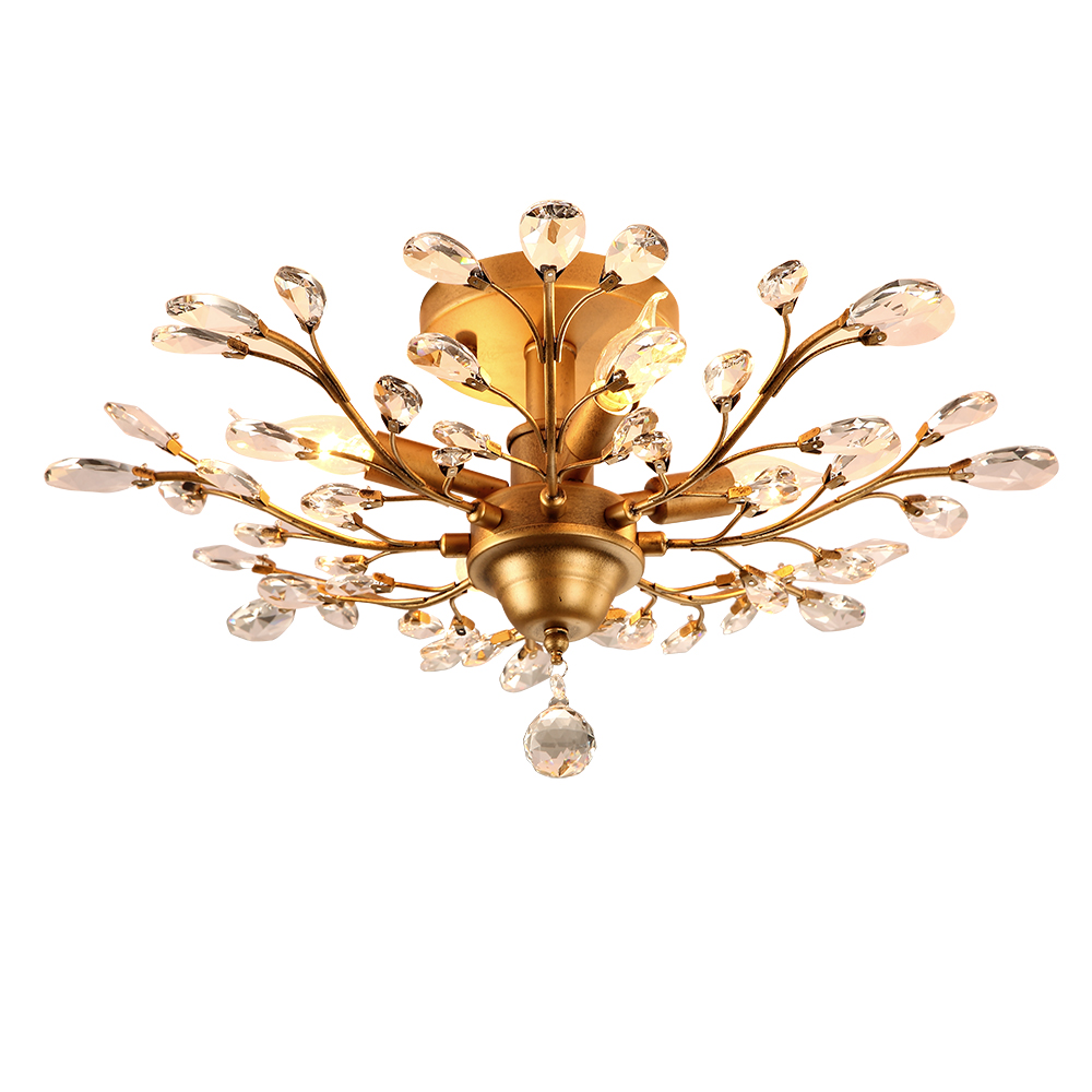 Image of American village led crystal chandelier light fixtures 4 heads iron ceiling lights indoor chandeliers lamp black bronze