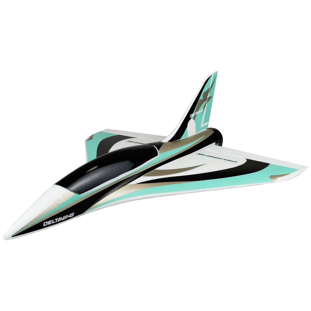 Image of Amewi AMXFlight Delta Wing Black Turquoise Gold RC model jet fighters PNP 550 mm