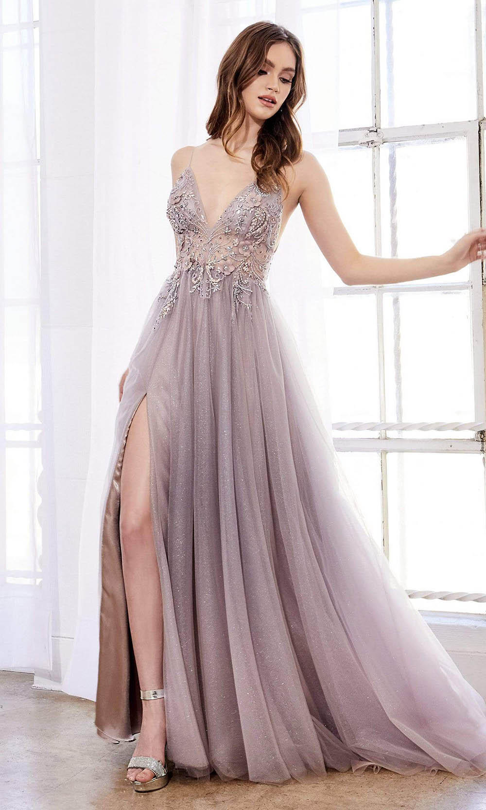 Image of Andrea and Leo - A0850 Applique Deep V Neck Junior Prom Gown