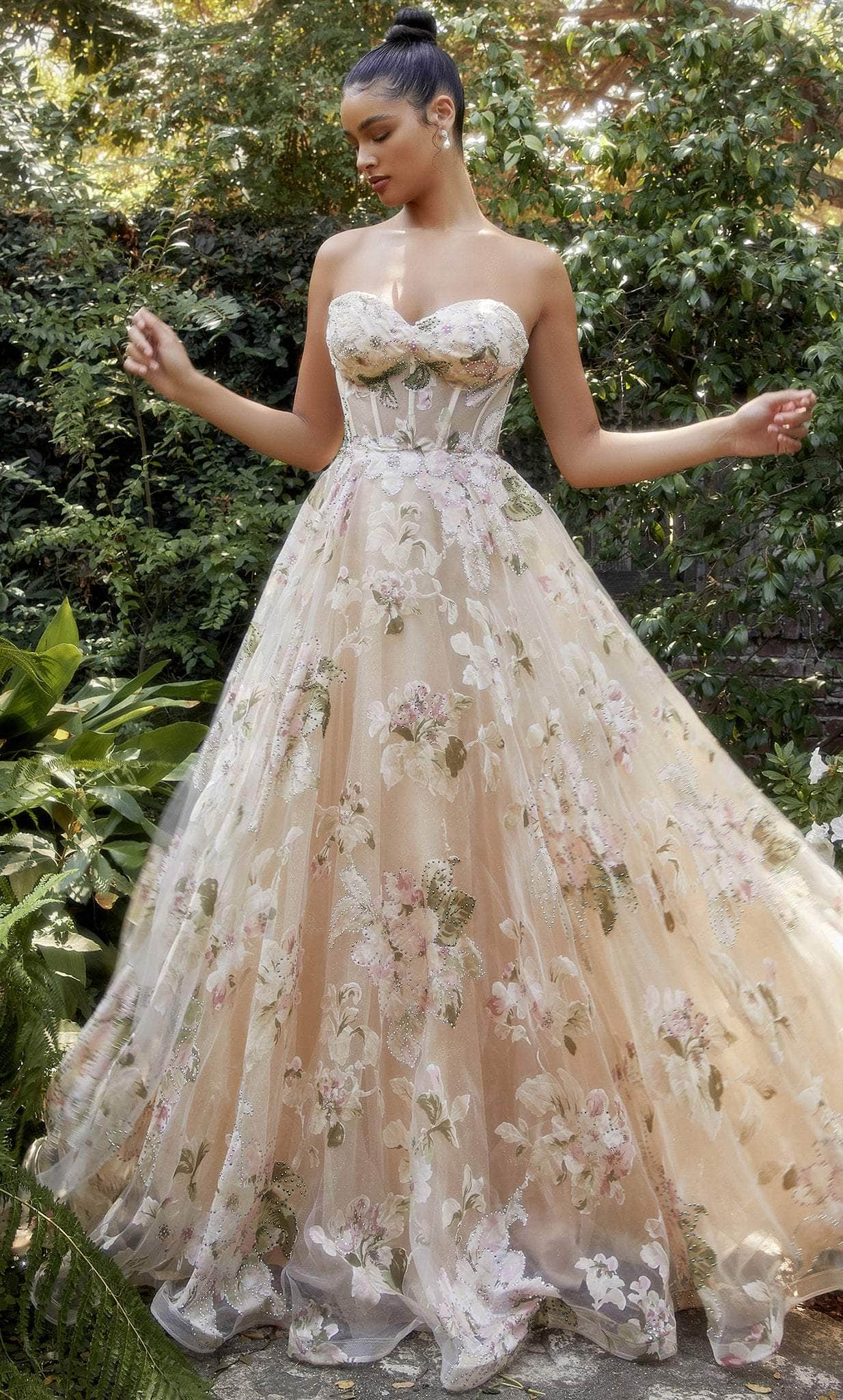 Image of Andrea and Leo A1134 - Floral Corset Bodice Ballgown