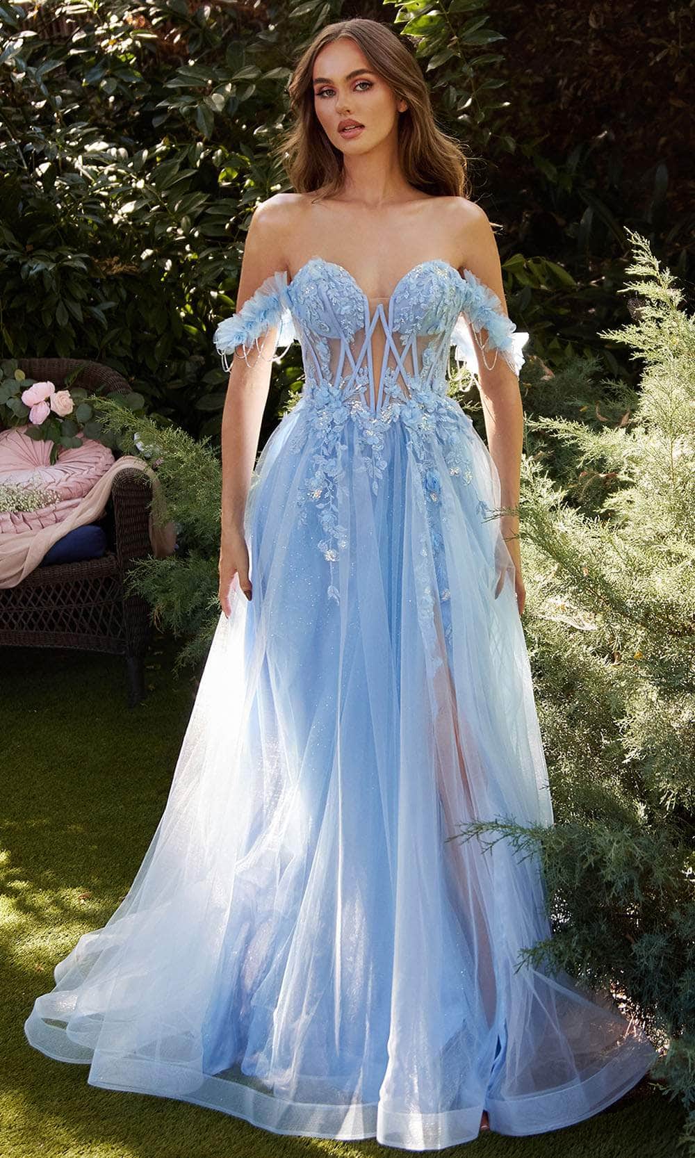 Image of Andrea and Leo A1237 - Floral Off Shoulder Gown