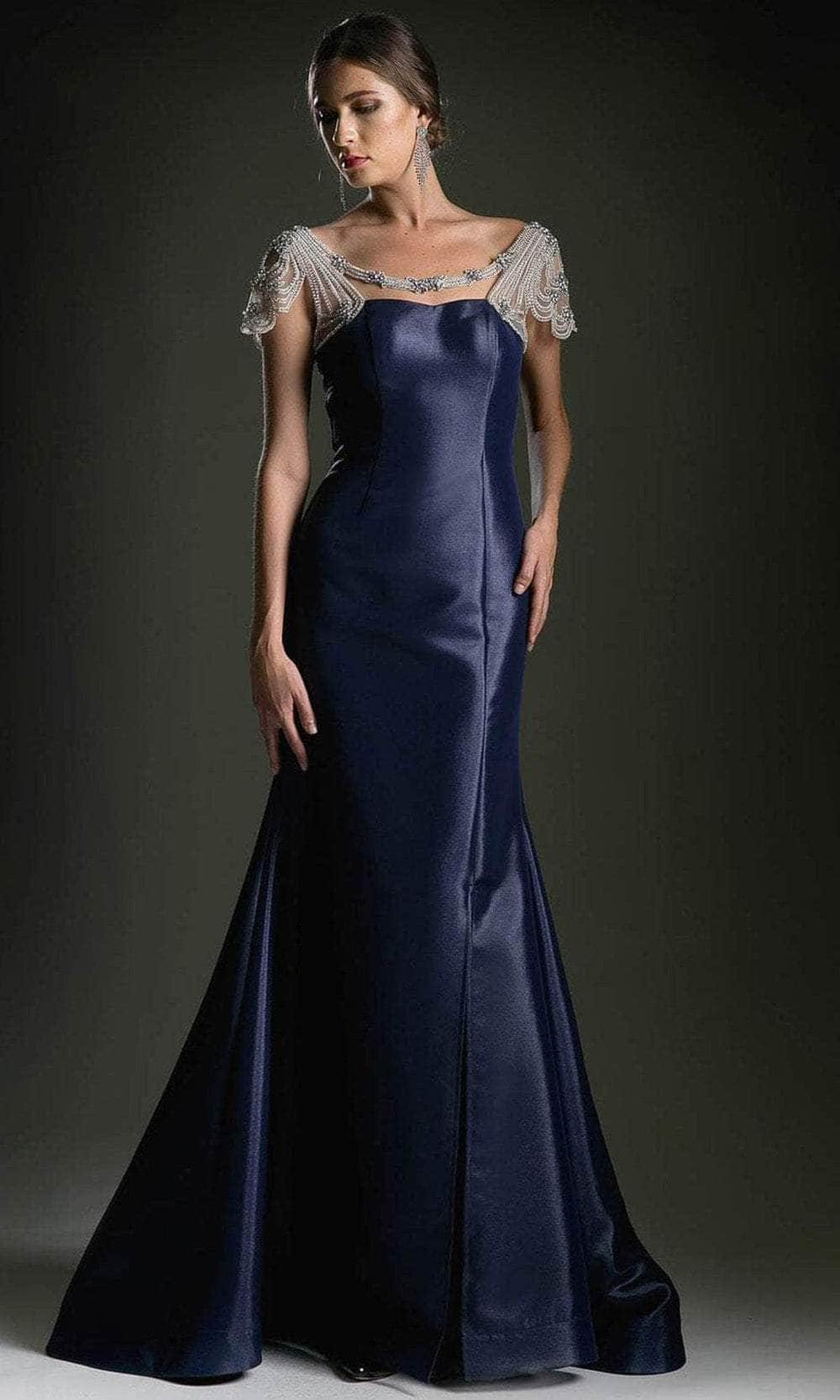 Image of Andrea and Leo A5007 - Beaded Scoop Neck Cutout Evening Dress