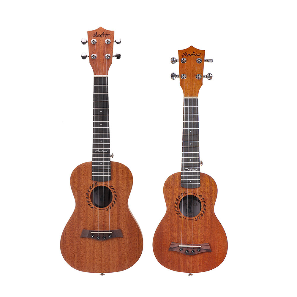 Image of Andrew 21/23 Inch Mahogany High Molecular Carbon String Log Color Ukulele for Guitar Player