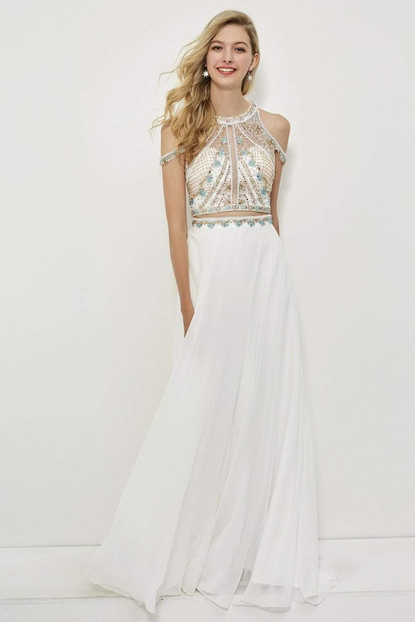 Image of Angela & Alison - 81043 Two Piece Embellished Halter Gown