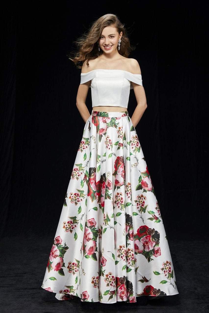 Image of Angela & Alison - 81120 Two Piece Floral Printed Ballgown