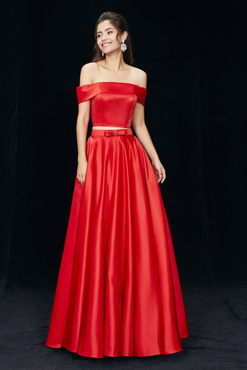 Image of Angela & Alison - 81136 Off-Shoulder Two-Piece A-line Gown