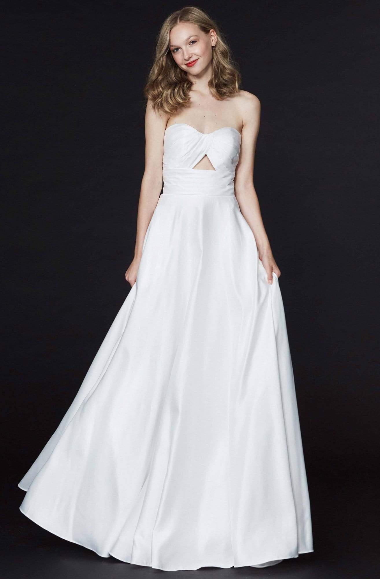 Image of Angela & Alison - 91045 Strapless Sweetheart Keyhole Cutout Satin Gown