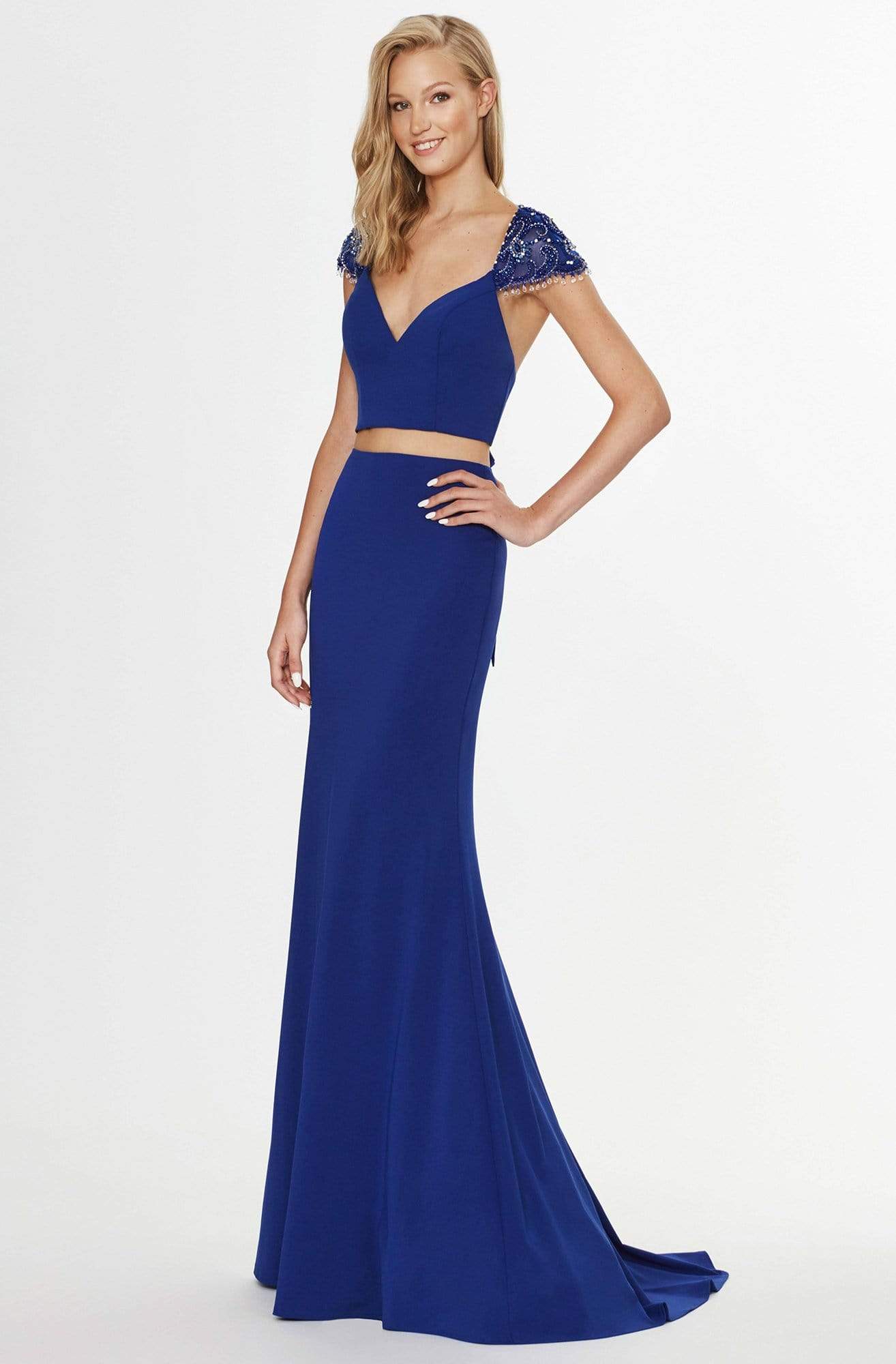 Image of Angela & Alison - 91081 Crystal Embellished Two Piece Gown