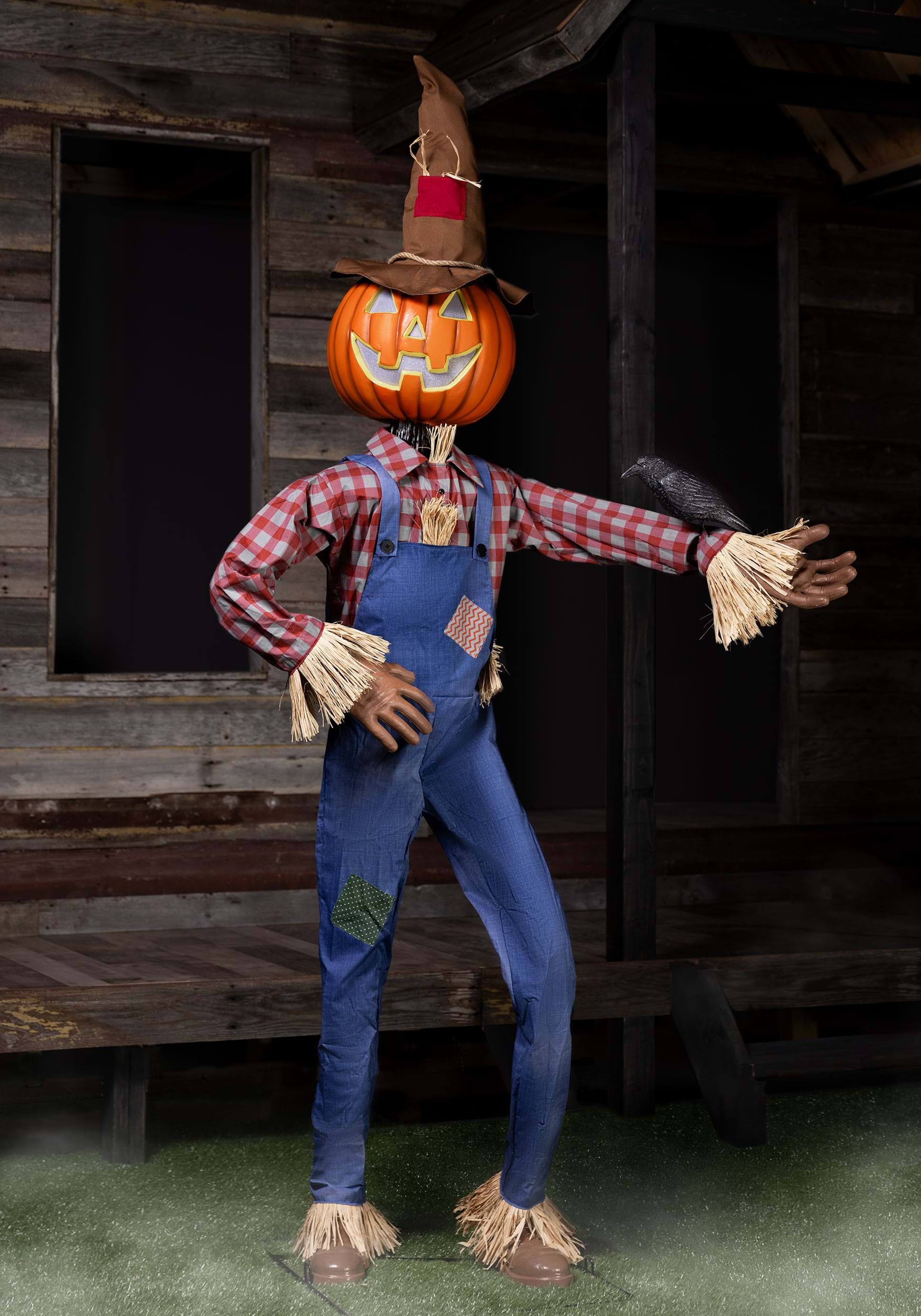 Image of Animated Whimsical Pumpkin Scarecrow Halloween Decoration ID MOMR125056-ST