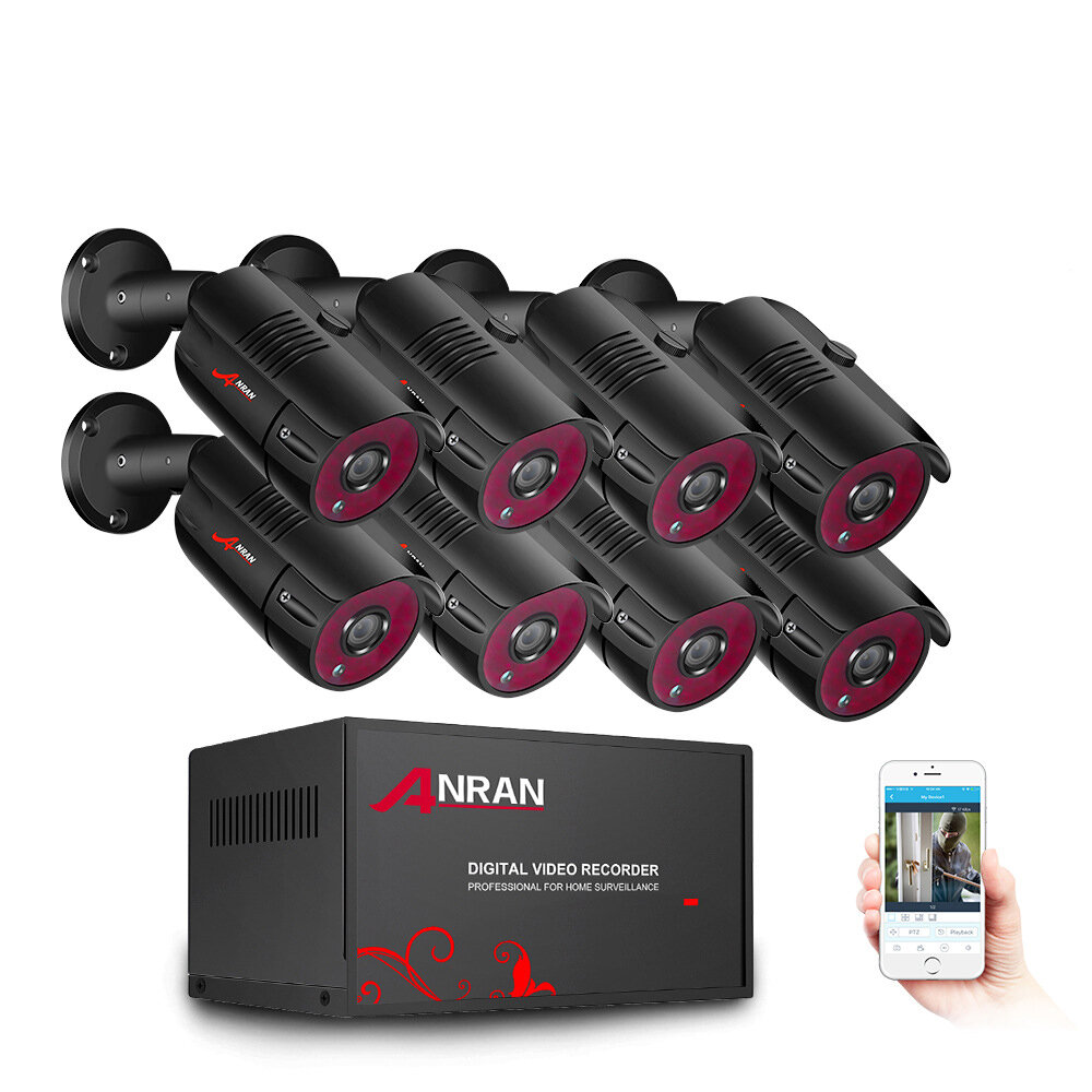Image of Anran 1080P Home Security Camera System Outdoor 2/4/6/8 Channel H265+ DVR CCTV Cameras WIFI Surveillance Camera with 90