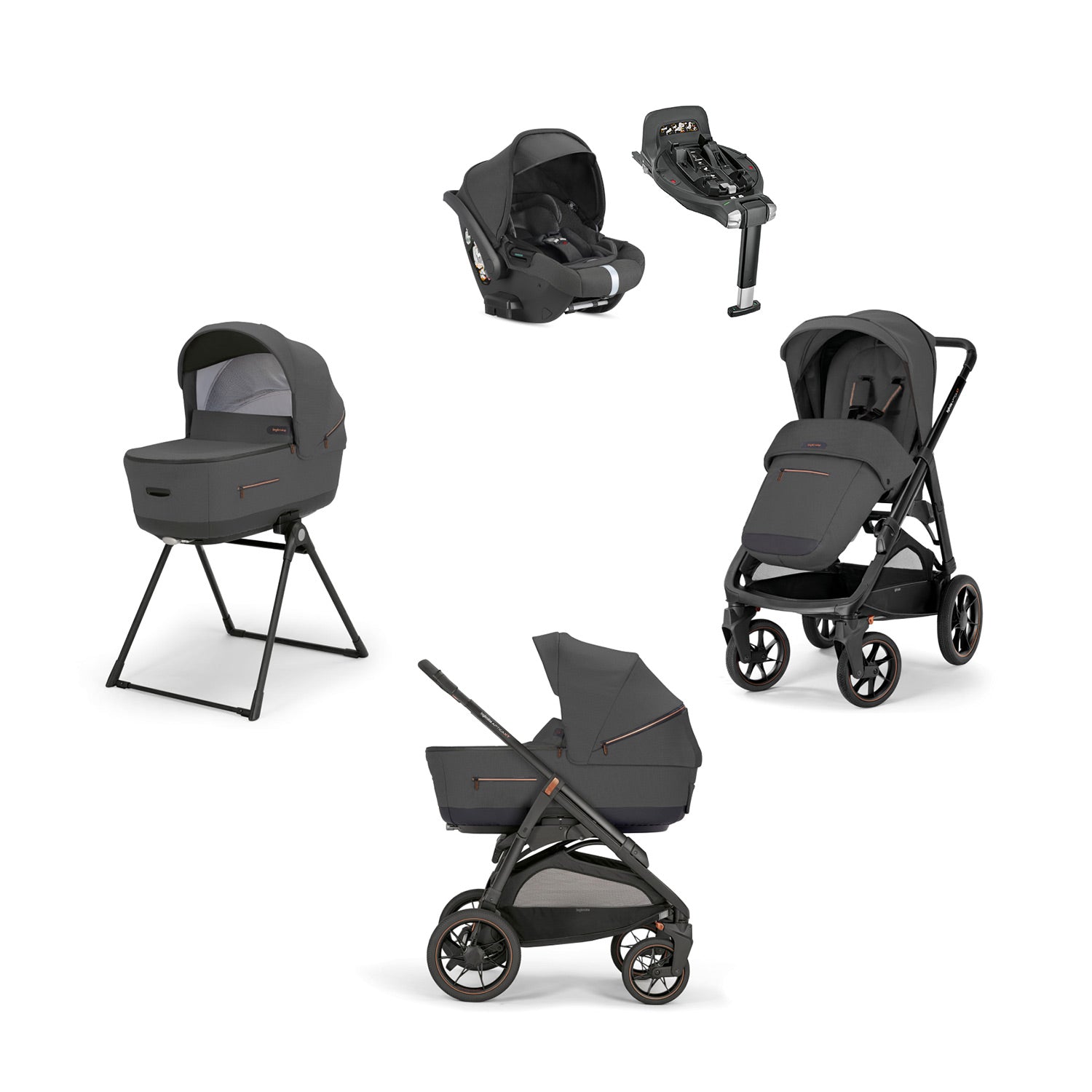 Image of Aptica XT System Magnet Grey Darwin Infant Recline car Seat 360° I-size Base Black Chassis