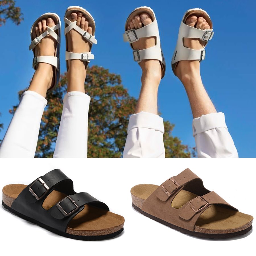 Image of Arizona New Summer Cork Slipper luxury designer Flip Flops Beach Platform Sandals Women Mixed Color Casual Slides Shoes Flat slippers EUR 34-47