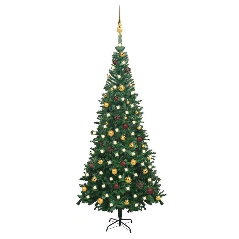 Image of Artificial Christmas TreeXmas Pine Tree with 300 LEDsEasy Assembly Christmas Tree with Metal Stand and 1300 Branchs fo