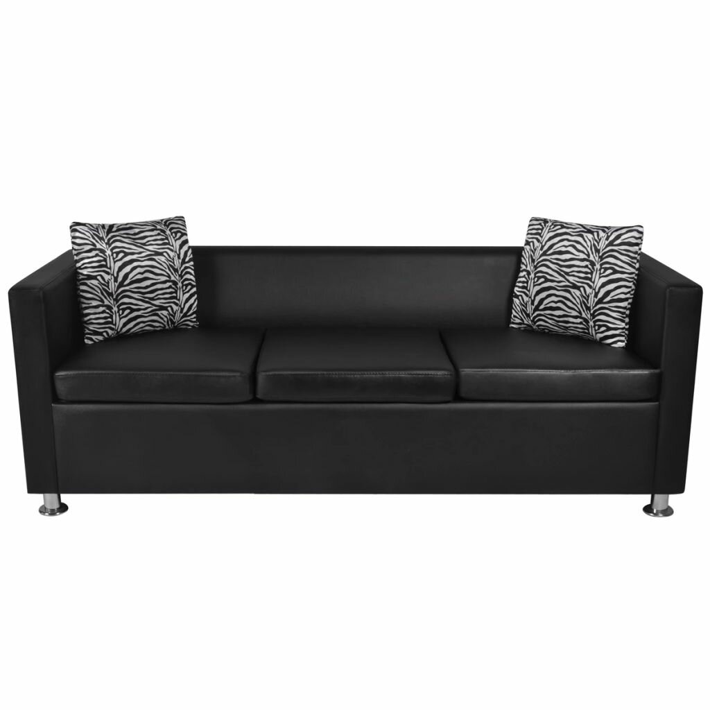 Image of Artificial Leather 3-Seater Sofa Black