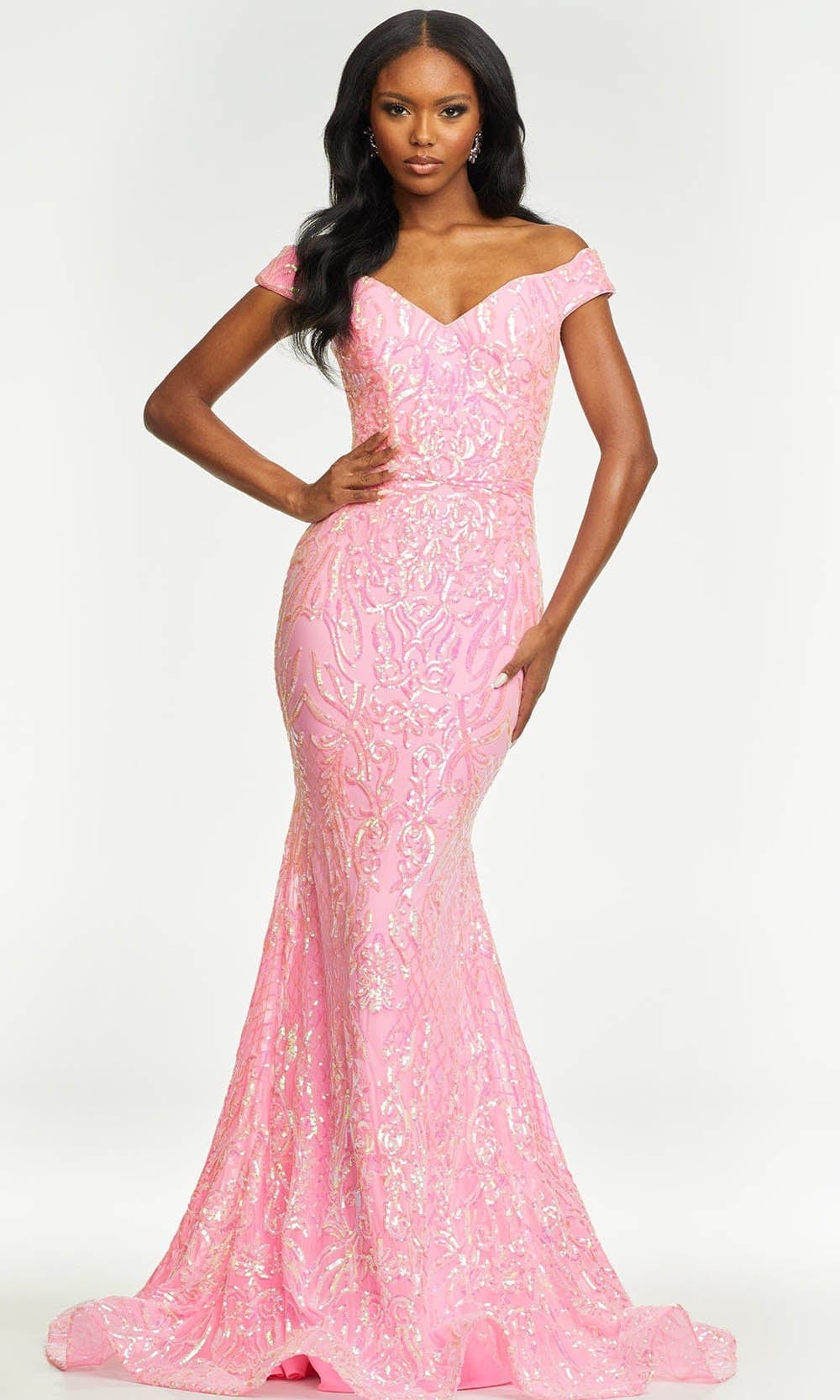 Image of Ashley Lauren - 11112 Off Shoulder Sequin Gown