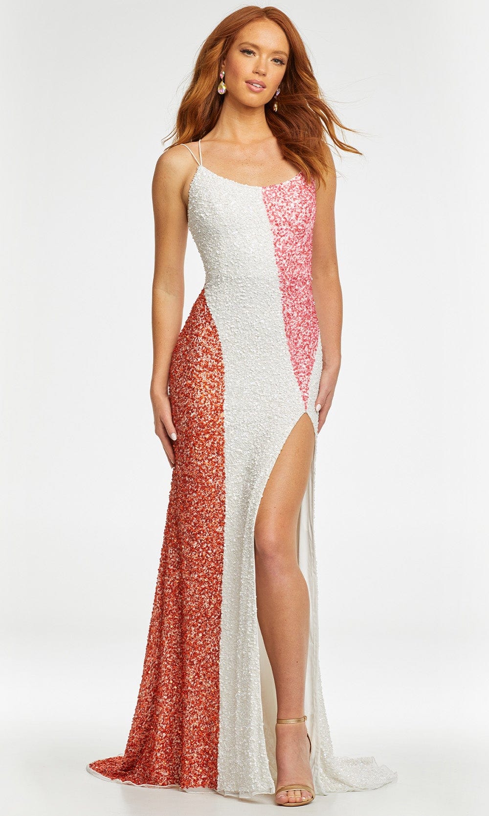 Image of Ashley Lauren - 11160 Scoop Color Block Sequin Gown