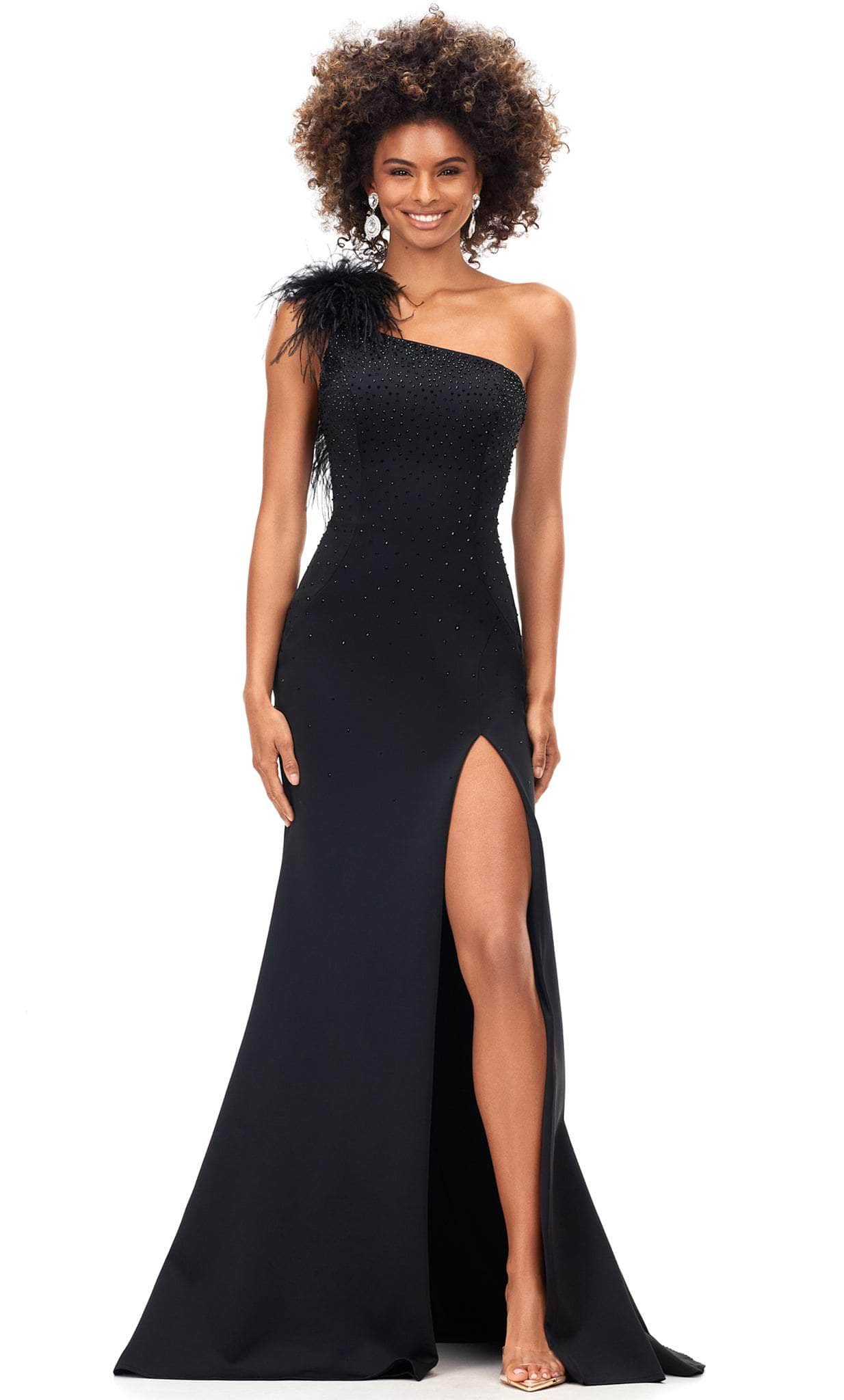 Image of Ashley Lauren 11290 - Feathered Strap Evening Gown