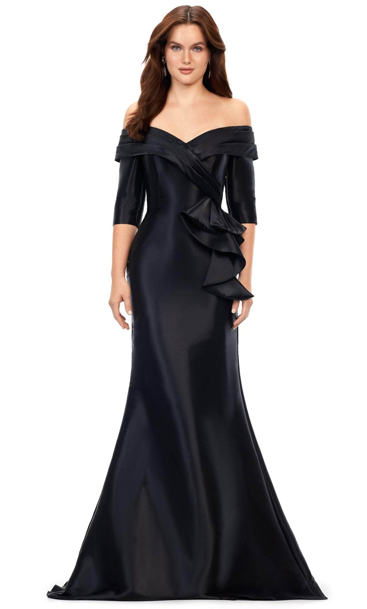 Image of Ashley Lauren 11324 - Pleated Off Shoulder Evening Gown