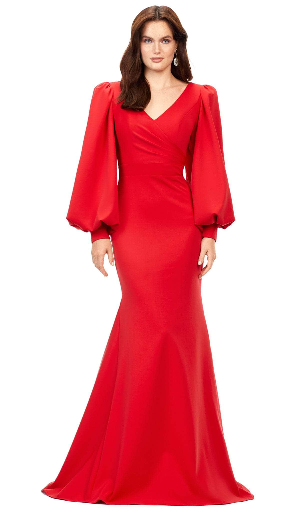 Image of Ashley Lauren 11345 - Bishop Sleeve V-Neck Prom Gown
