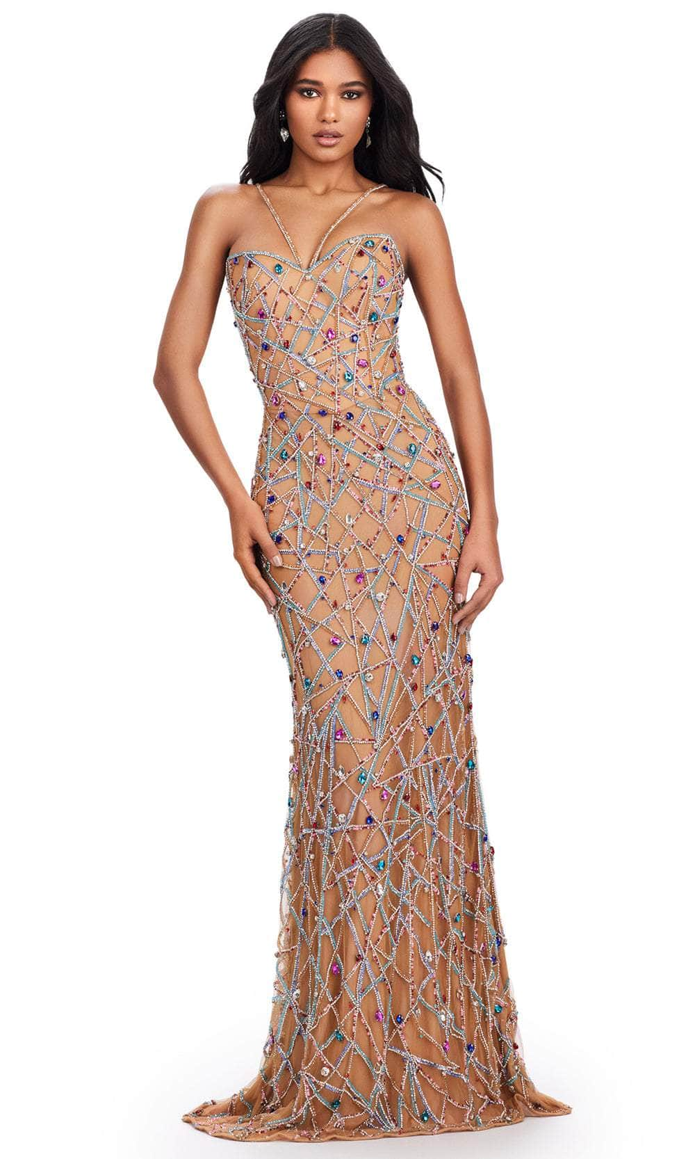 Image of Ashley Lauren 11512 - Rhinestone Embellished Sleeveless Prom Dress