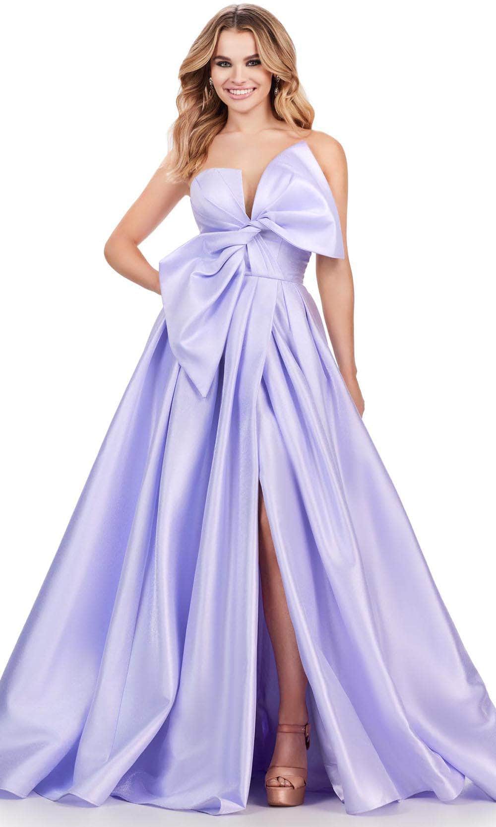Image of Ashley Lauren 11609 - V-Neck Oversized Bow Prom Ballgown