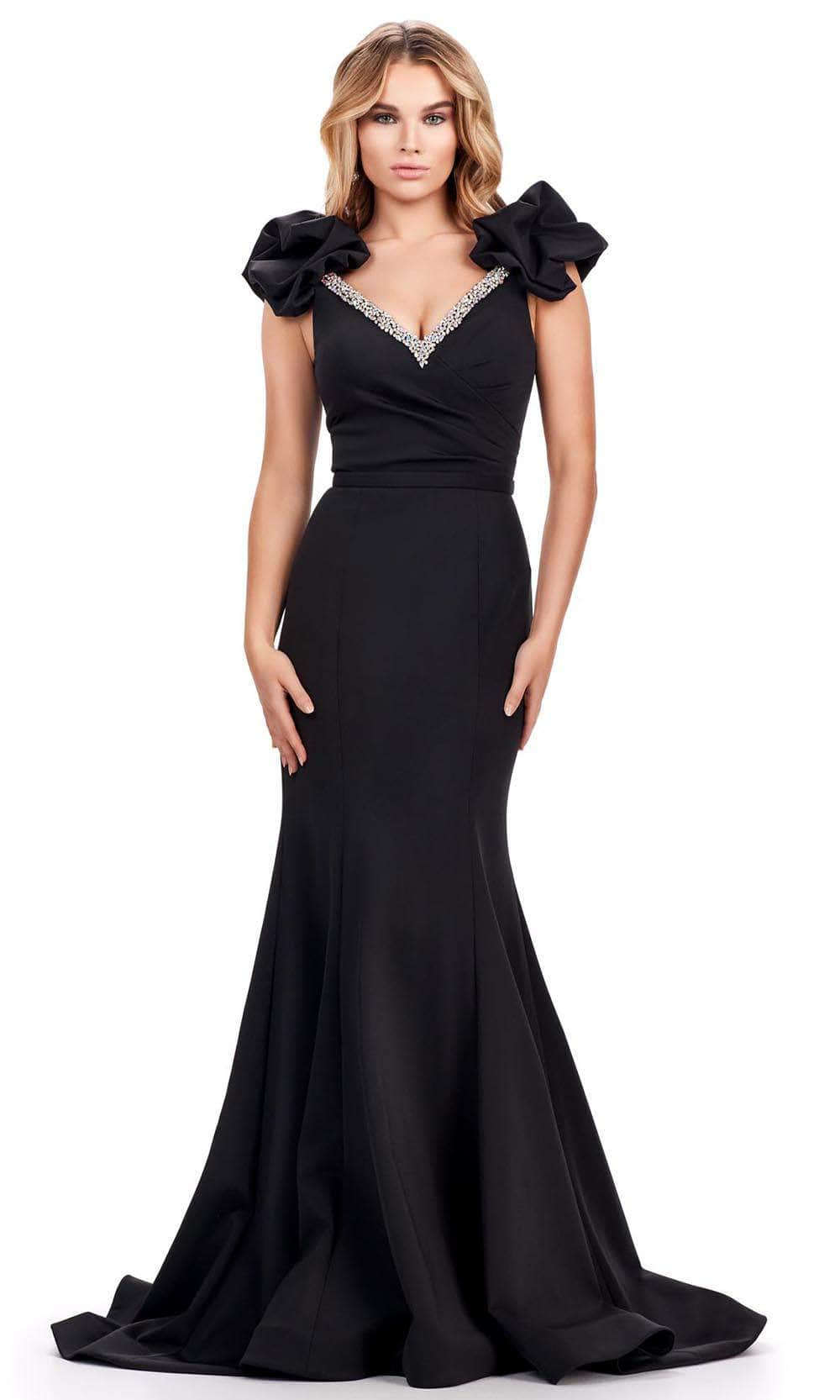 Image of Ashley Lauren 11615 - Puffed Sleeve Mermaid Evening Gown