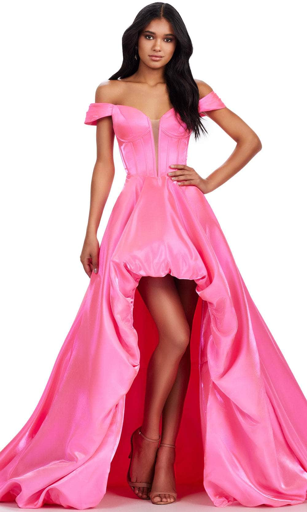 Image of Ashley Lauren 11641 - Satin High Low Prom Dress