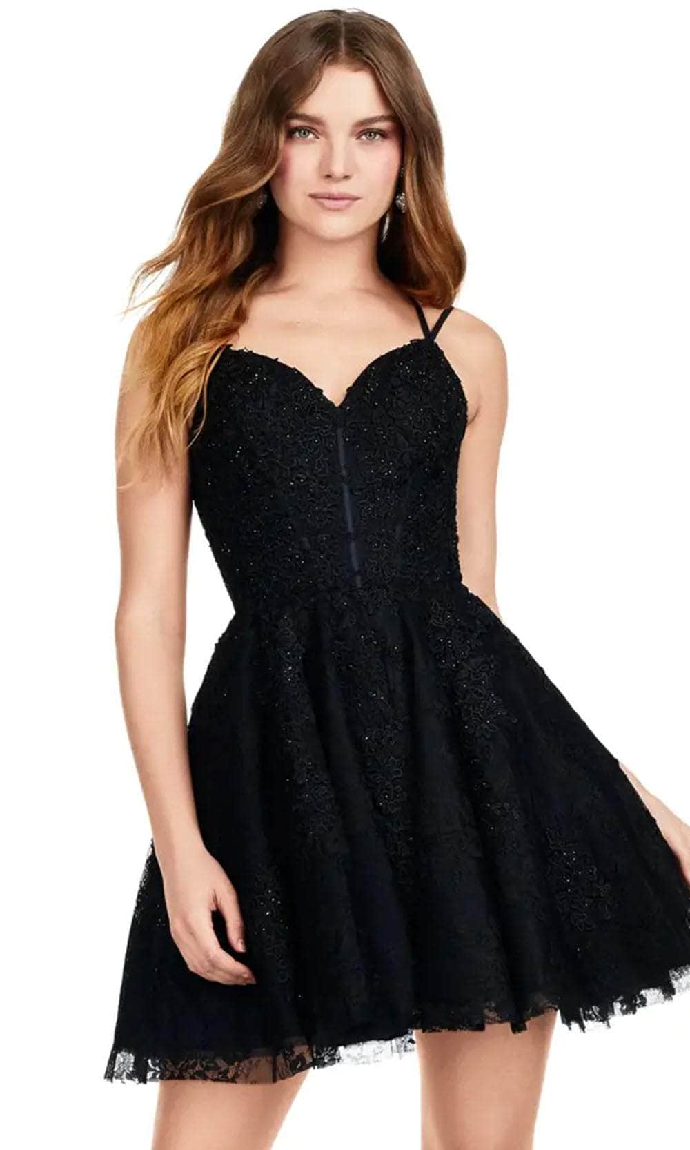 Image of Ashley Lauren 4655 - Open Back Lace A-Line Dress