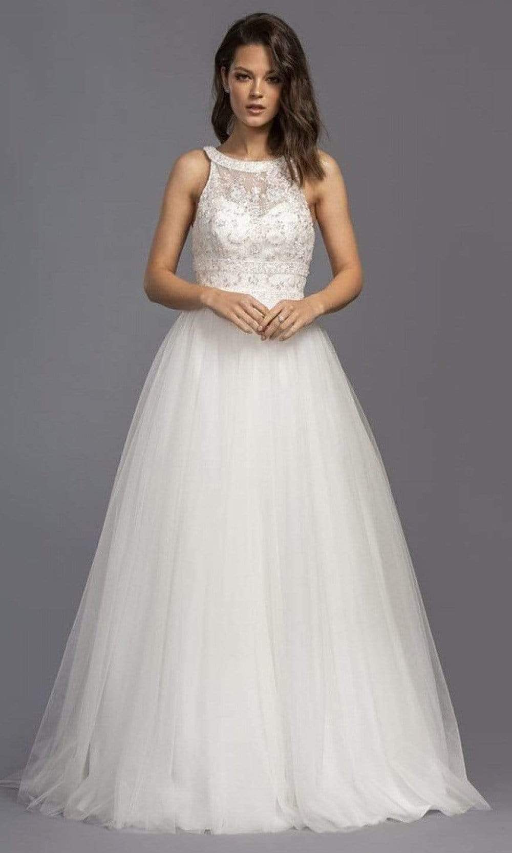 Image of Aspeed Bridal - L2144 Halter Beaded Tulle A-Line Gown