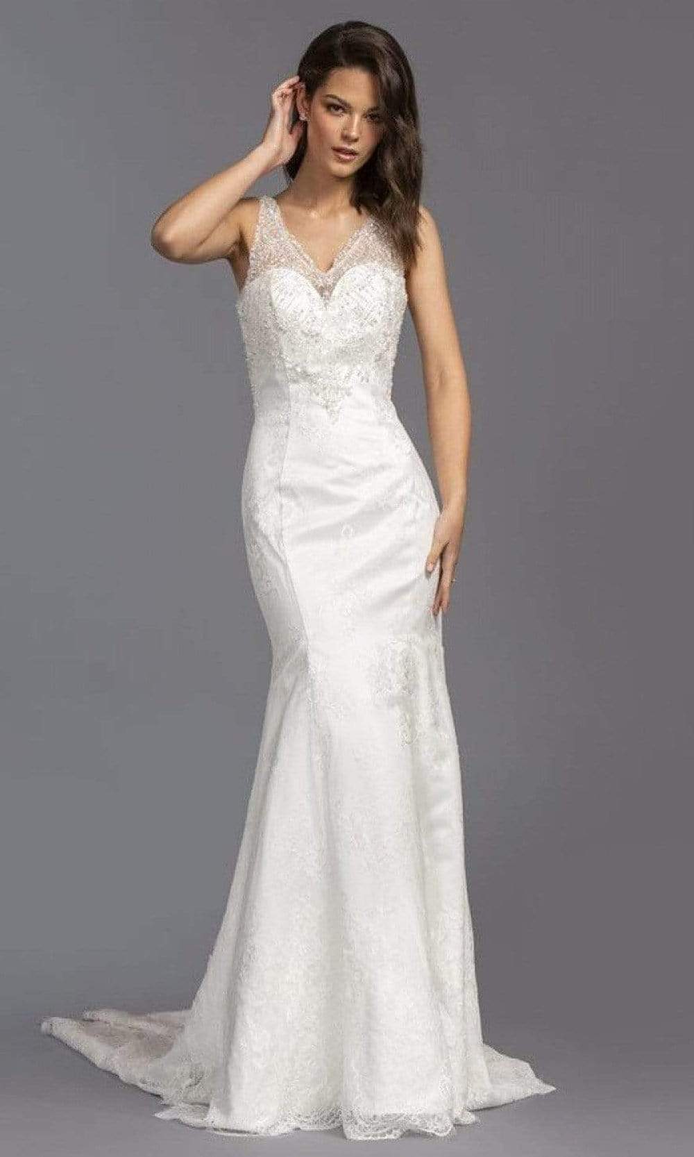 Image of Aspeed Bridal - L2145 V Neck Beaded Accented Lace Bridal