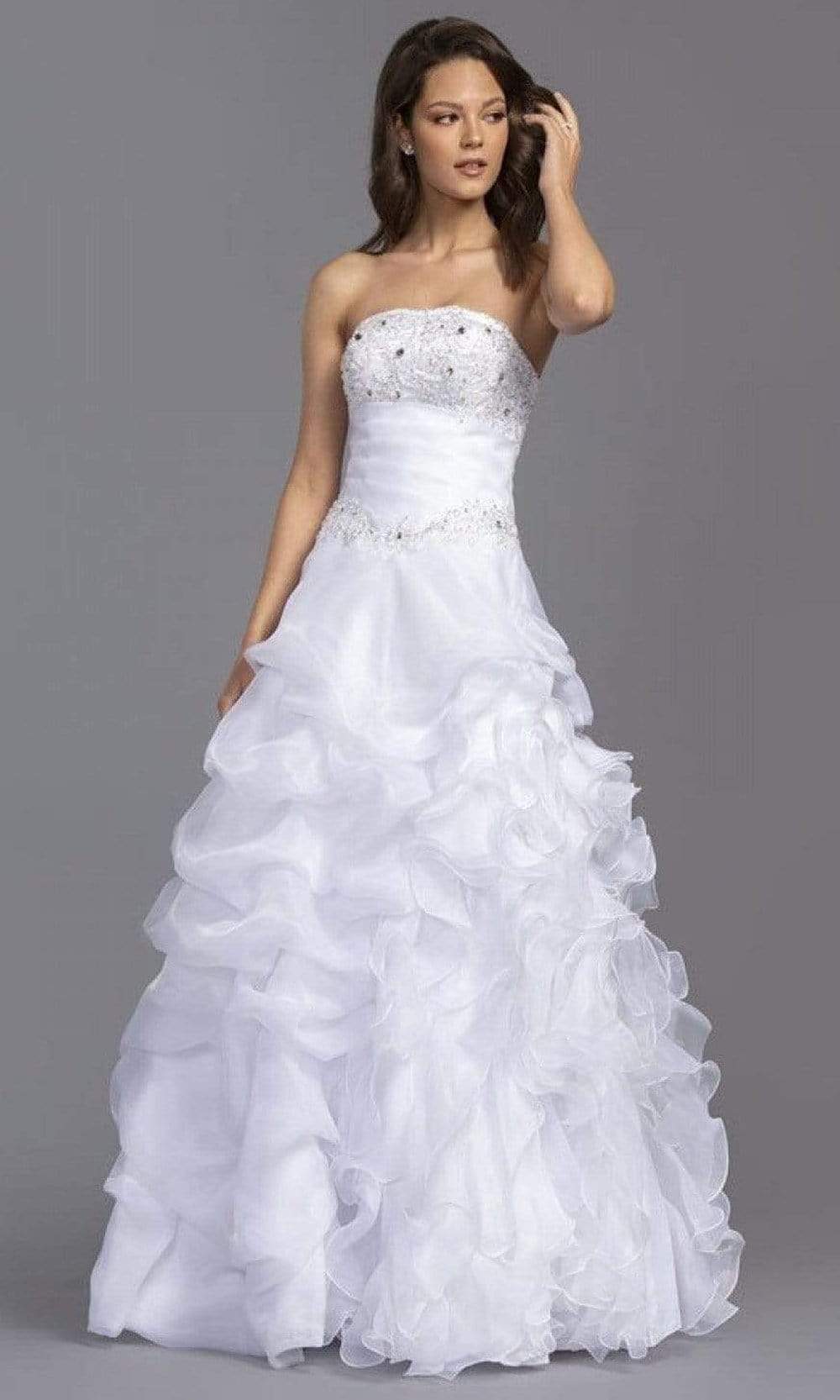 Image of Aspeed Bridal - LH040 Strapless Ruffled A-Line Bridal Gown