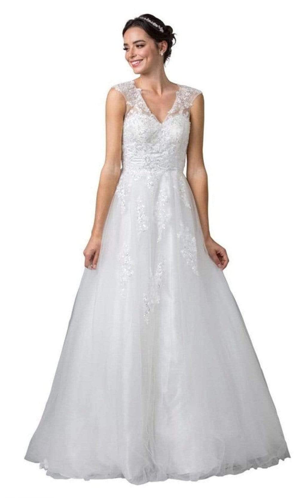 Image of Aspeed Bridal - W2443 V Neck Classic Wedding Dress