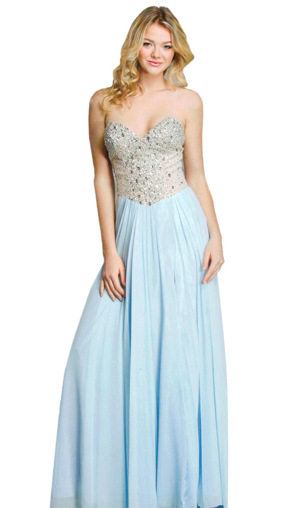 Image of Aspeed Design - Beaded Sweetheart Jersey Gown with Slit