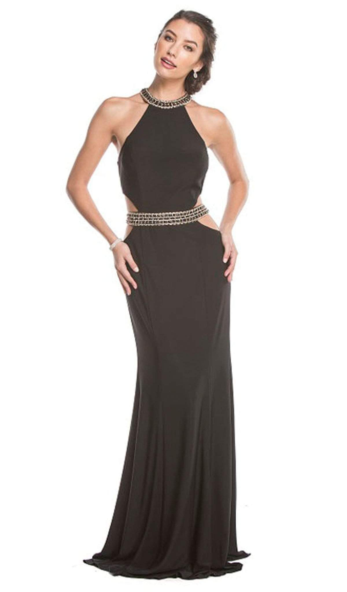 Image of Aspeed Design - Bedazzled Halter Neck Prom Dress