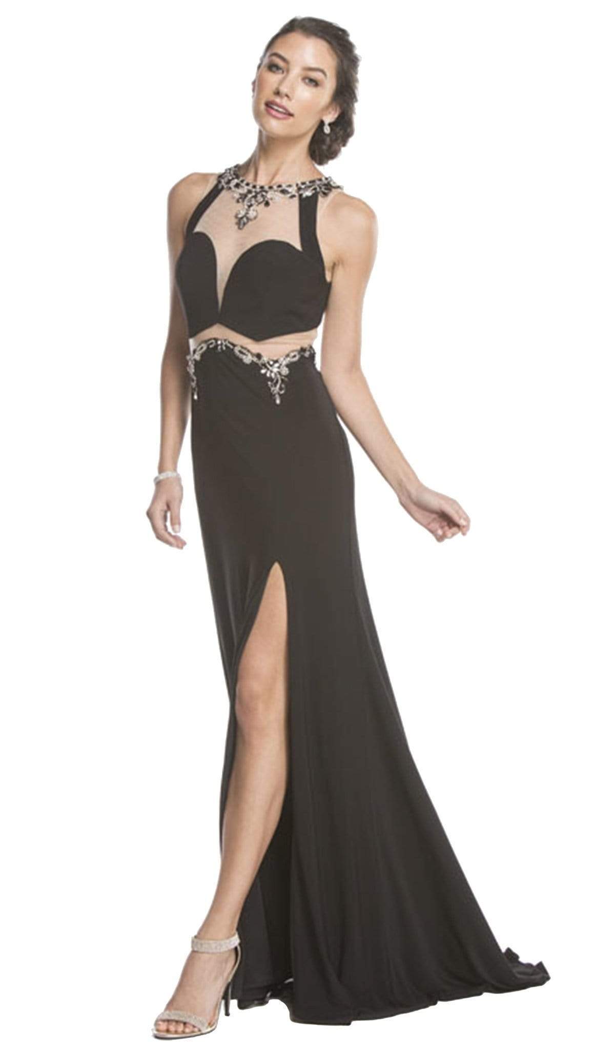 Image of Aspeed Design - Bedazzled Halter Sheath Affordable Prom Dress