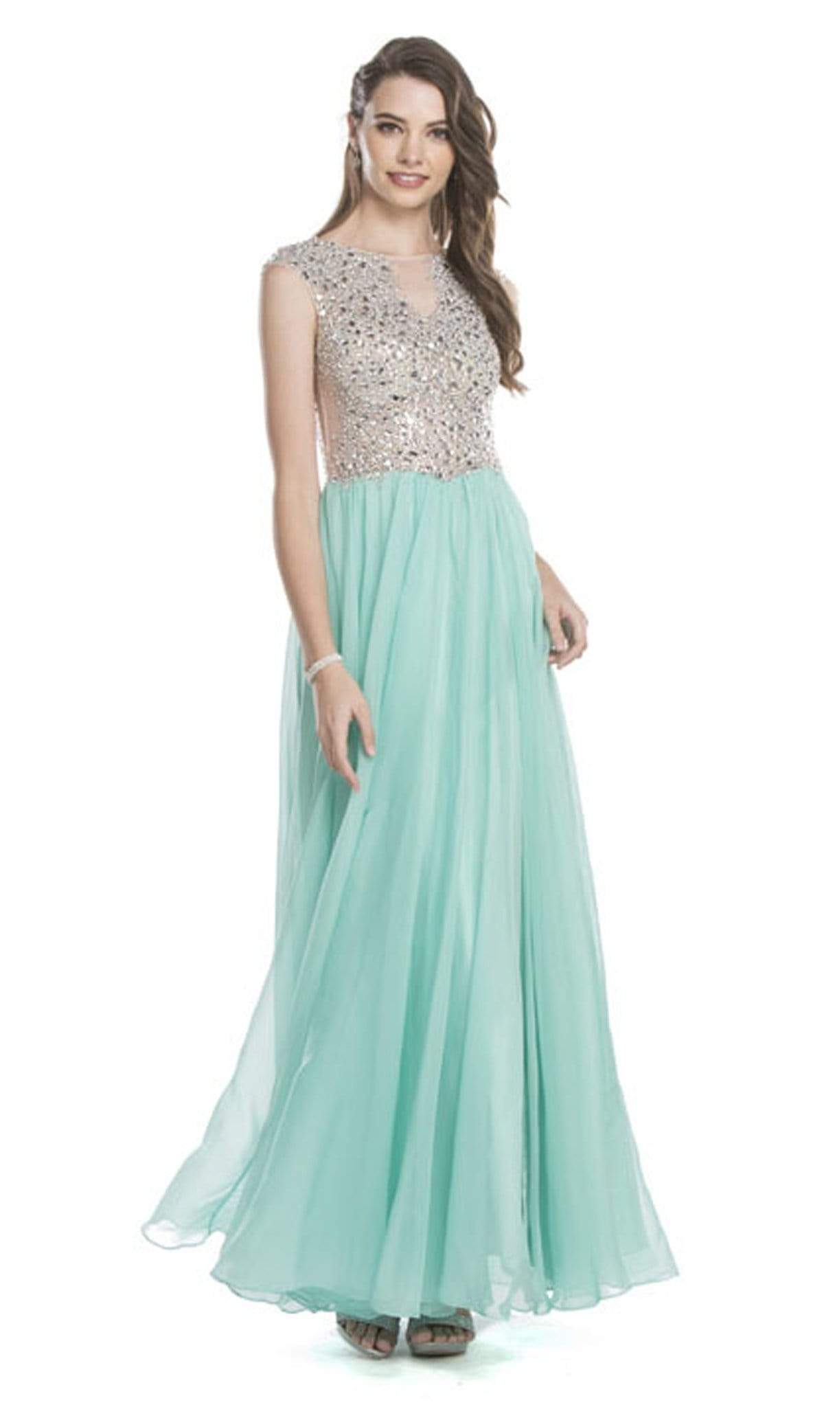 Image of Aspeed Design - Crystal Embellished A-Line Evening Dress